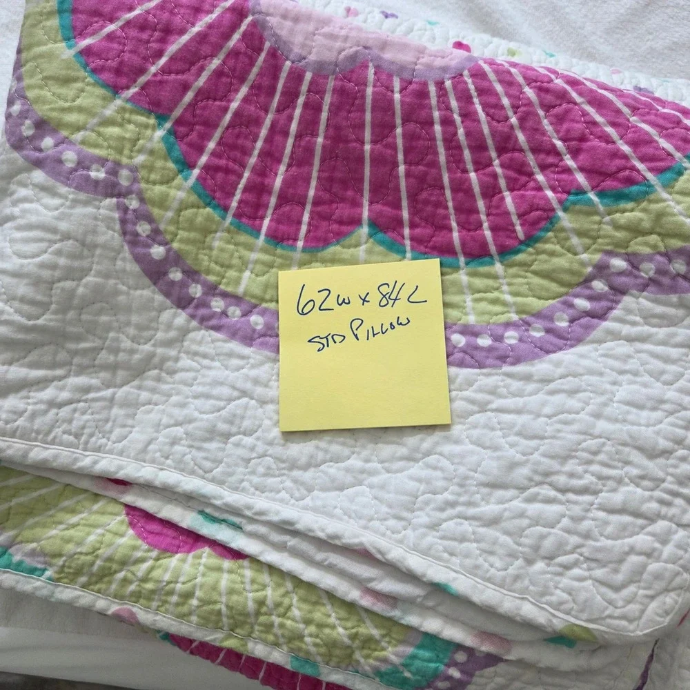 Cynthia Rowley Sophia Twin Quilt 2Pc Set Pink Turquoise Floral Polka Dot Boho